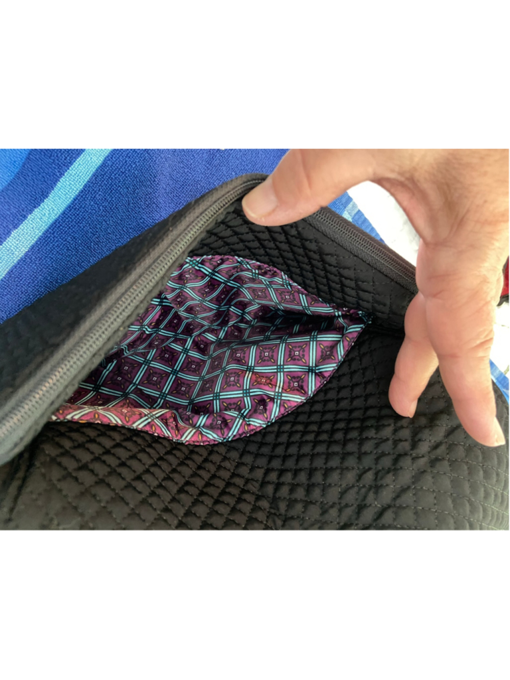 Vera Bradley black with floral print handbag with inside zipper, New w/ $88 tags - Picture 5 of 5